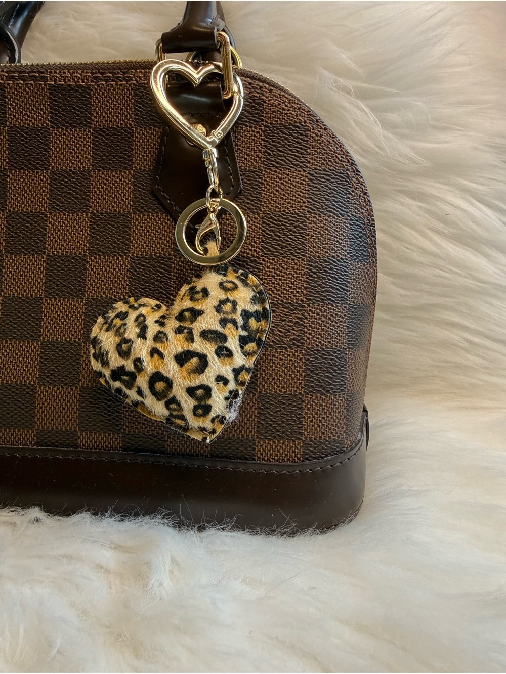Leopard Heart Bag Charm Key Ring Fob Keychain Purse Charm Gold Clip New Gift